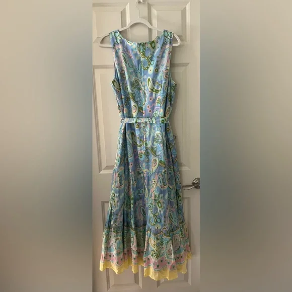 Talbots VOILE MIDI DRESS PAISLEY Fit & Flare Dress
Scoop Neck self-tie belt 16 - Picture 5 of 6